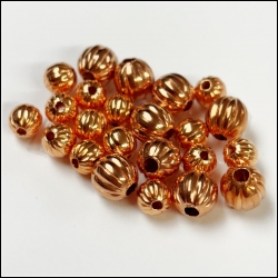 Hollow Fluted Beads: Copper (2 sizes)